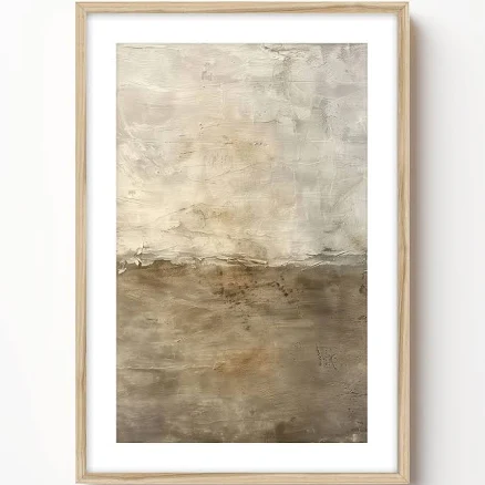 Framed Neutral Abstract Art Print: La...