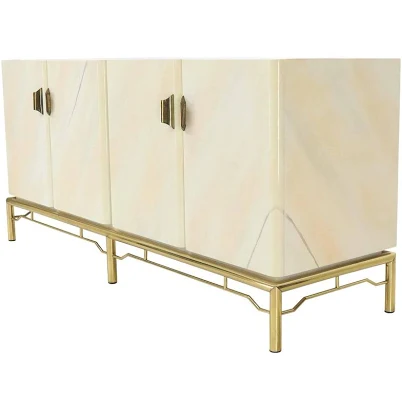 Vintage Mid-Century Modern White Lacq...