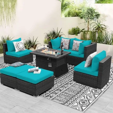 FINCATI Luxury 7-Piece Charcoal Wicke...