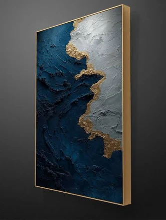 Blue White Gold Abstract Textured Can...