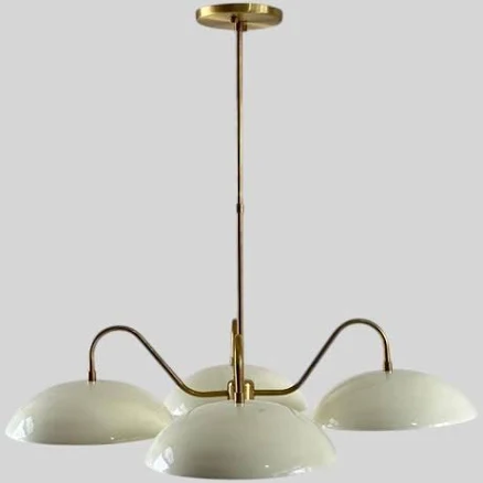 Modern Ivory Disk Chandelier - Brass ...