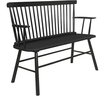 August Grove Wooden Bench with Spindl...