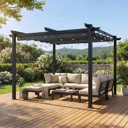 Mellcom Retractable Pergola 10x10 Ft,...