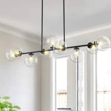 9-Light Black Linear Chandelier with ...