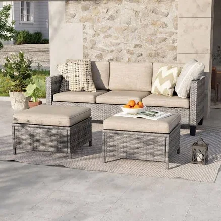 JOYESERY 3-Seater Patio Sofa Set with...