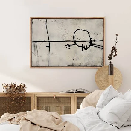 Abstract Beige Black Line Neutral Art...