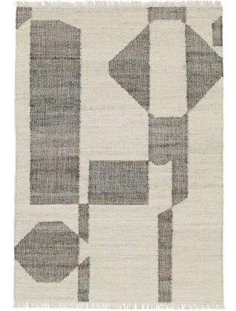 Handwoven Wool & Jute Geometric Block...