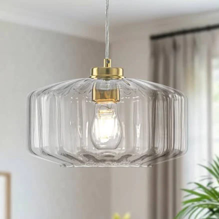 Starsky 1-Light Textured Glass Drum P...