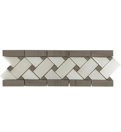 Basketweave Border Oyster Grey and Pu...