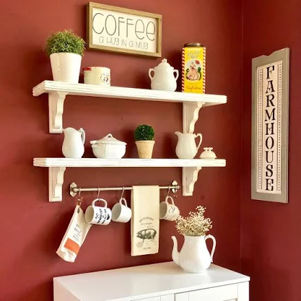 Farmhouse Shelf With Wooden Chunky Br...