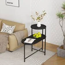 Outdoor Side Table 2-Tier Modern Sofa...