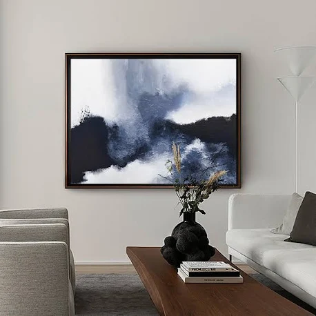 Blue White Abstract Landscape Painting