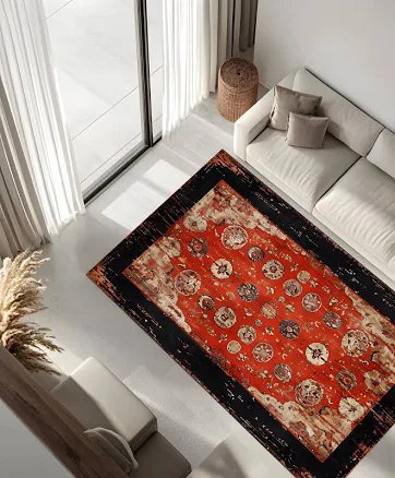 Vintage Persian Inspired Area Rug, Di...