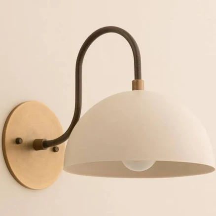 Handmade Brass & White Wall Sconce - ...