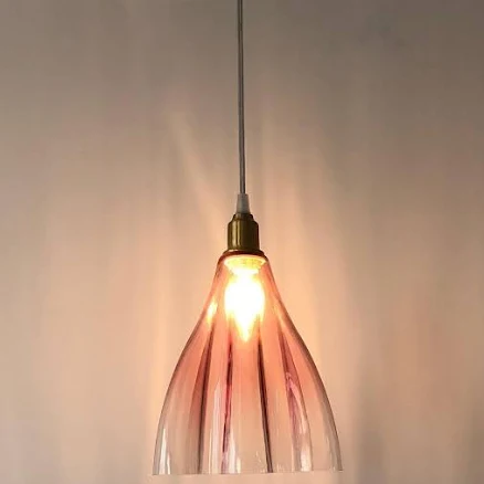 Handblown Pink Glass Pendant Light: M...