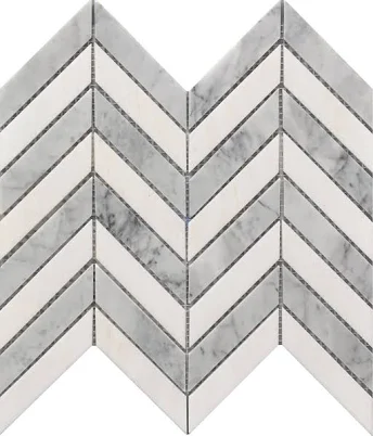 Chevron White and Grey Marble 11X12 C...