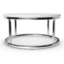 Sabrina Cocktail Table in Chrome; Whi...