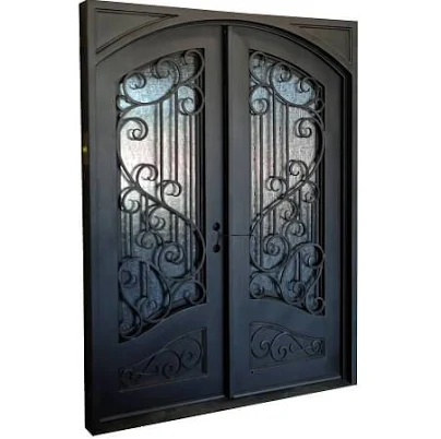 GID Black Iron Front Door with Square...