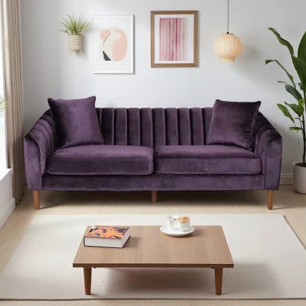 Contemporary Tufted Sloped Arms 2 Pil...