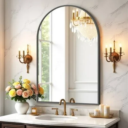 Bathroom Mirror for Wall, Black Arche...