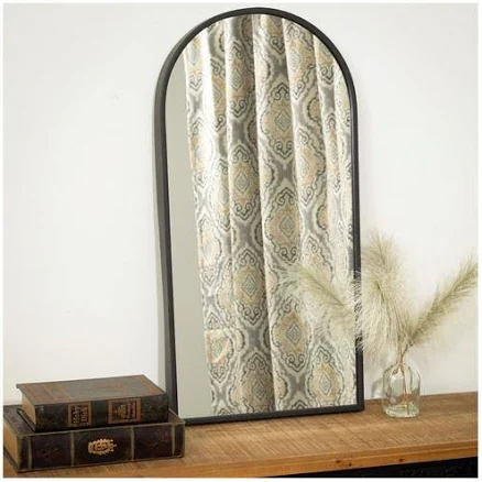 Matte Black Arched Metal Wall Mirror ...