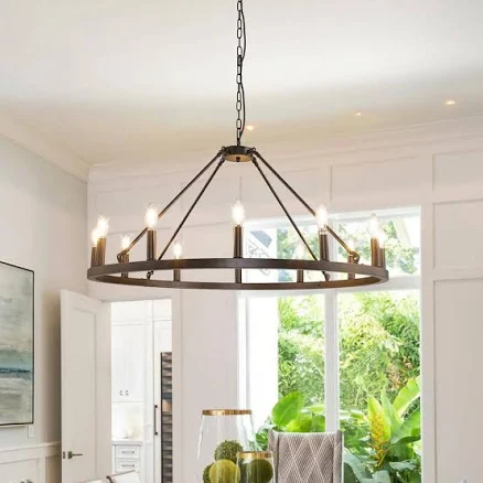 Magic Home Black Wagon Wheel Chandelier