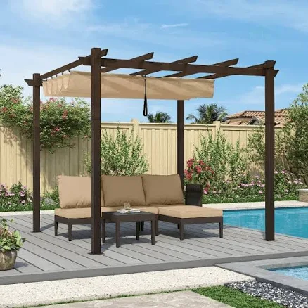 Bronze Retractable Pergola with Alumi...