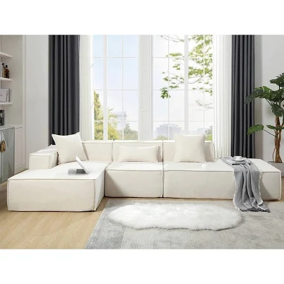 Modern Beige L Shaped Sectional Cloud...