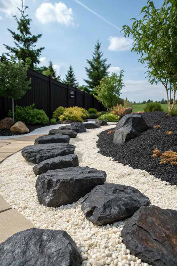 35 Stunning Black Rock Landscape Designs for Every Style
