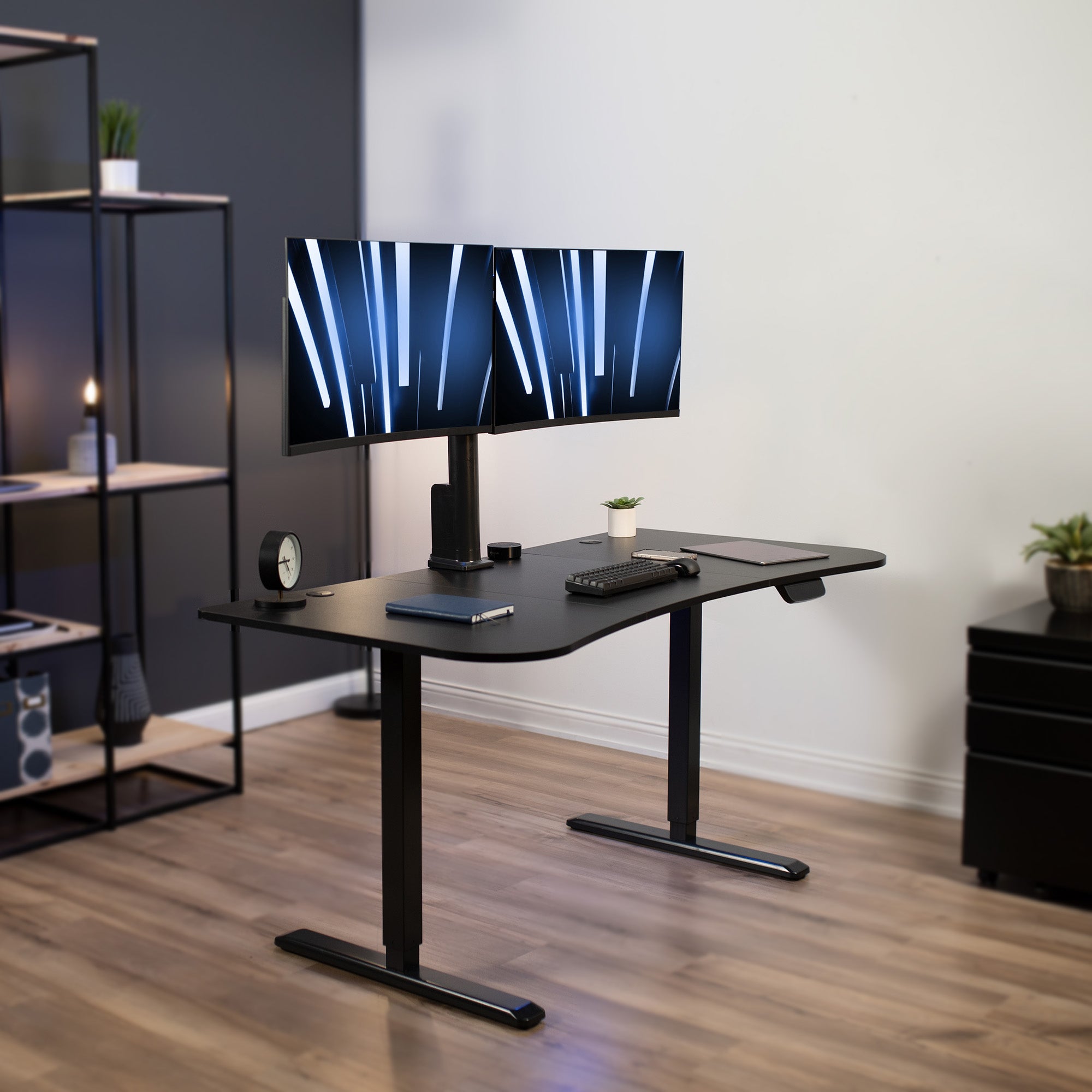 63' x 32' Electric Desk with Motorized Dual Monitor Arm & Touch Screen – VIVO - desk solutions, screen mounting, and more