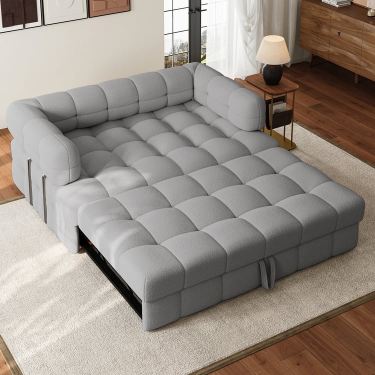 66'' Boucle Convertible Pull Out Sofa Bed Couch 2 Seater Queen Sleeper Couch with Storage