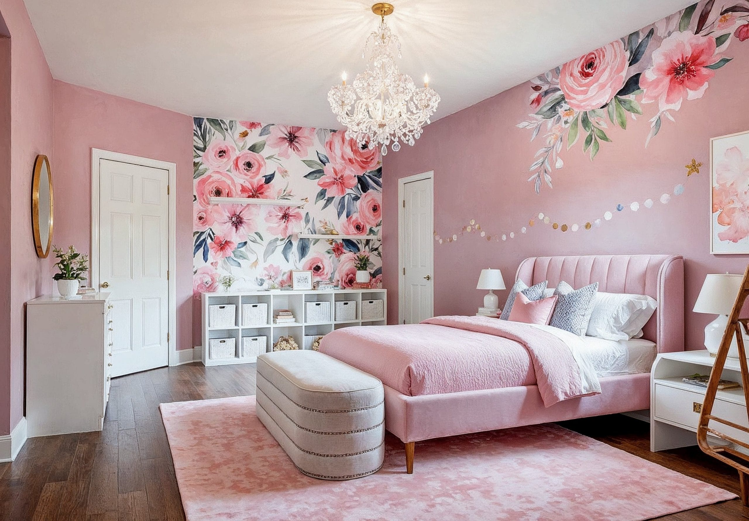 Before & After: Refined Girl's Pink Bedroom Design - Decorilla Online Interior Design