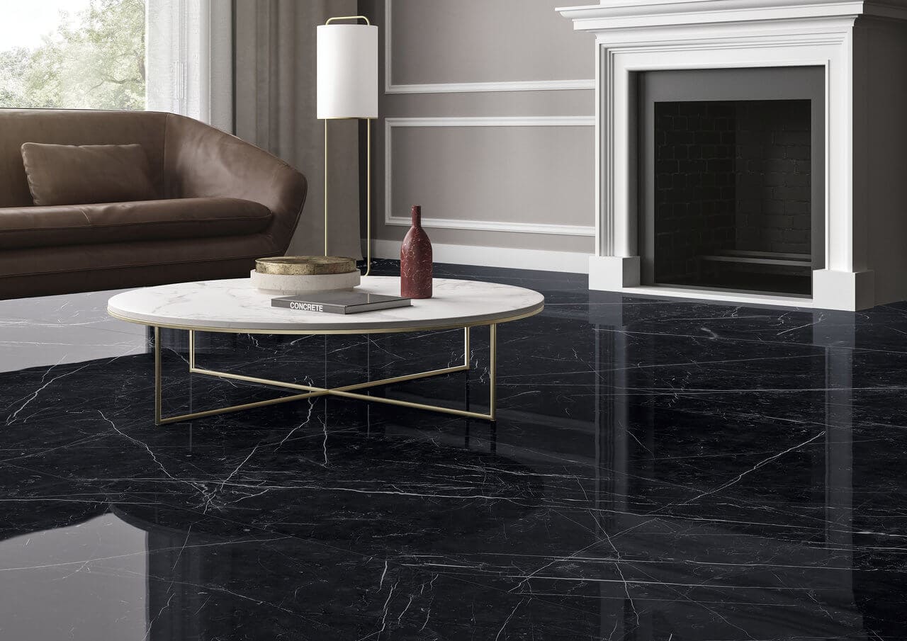 Black Granite-Look Ceramic Tile Floor | Why Tile