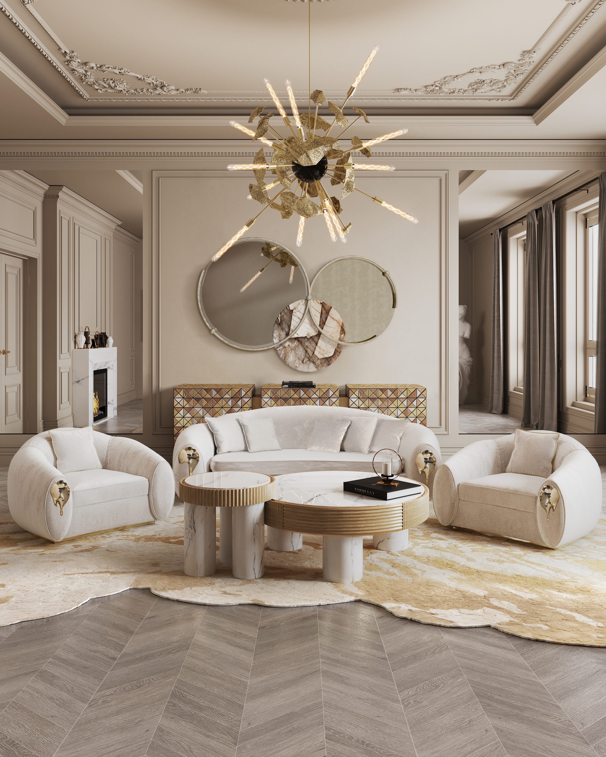 Blend Of Modern Glamour And Classic Elegance Living Room - Home's Society
