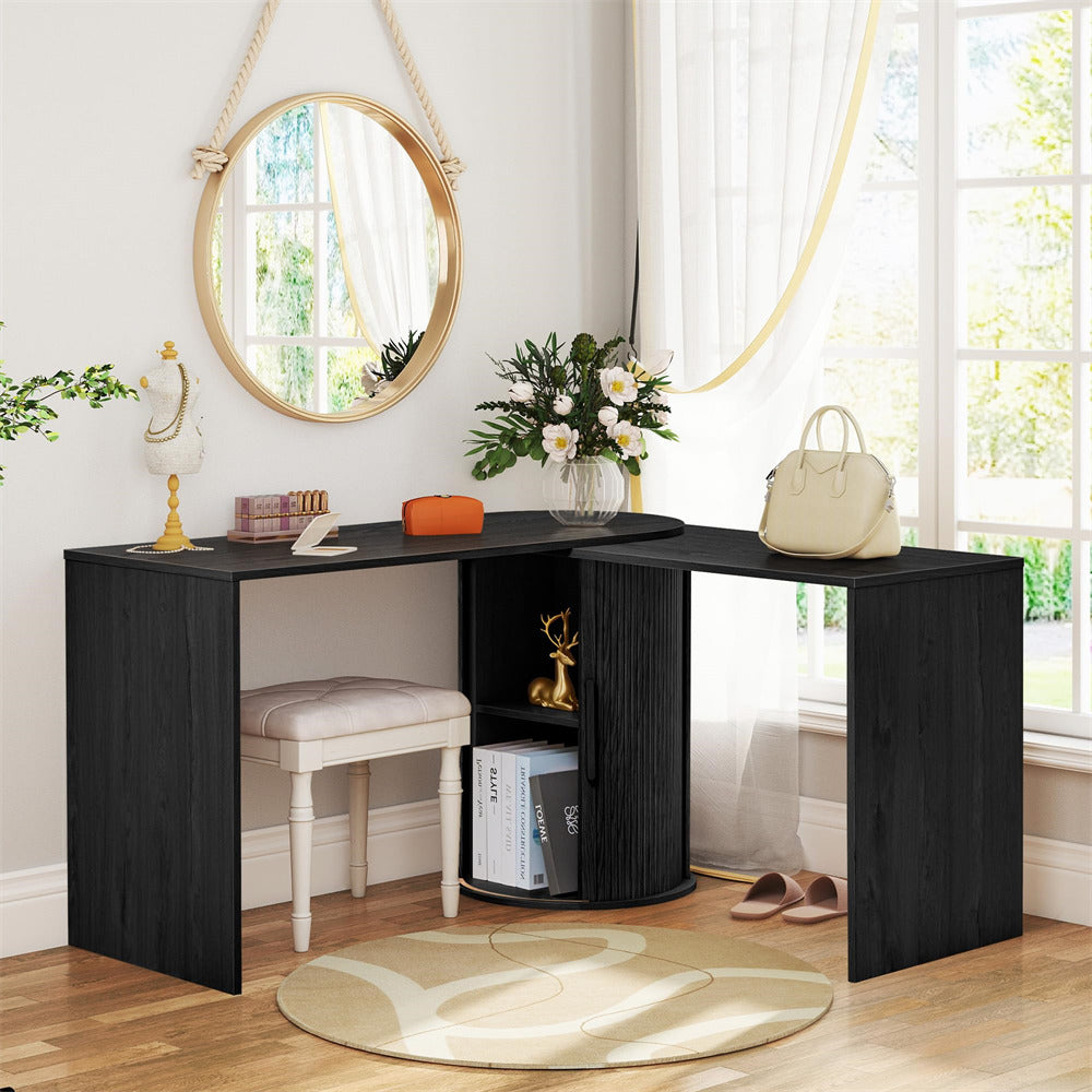 Boho Modern Corner L Shaped Computer Desk Table with Storage – GiraTree