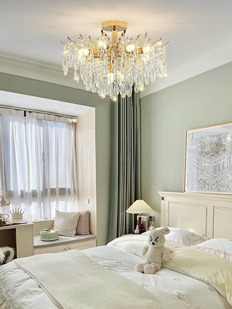 LED Chandeliers Modern Luxury, 42/50/60/80cm 6/10/12/14-Light Gold Crystal for Home Interiors Kitchen Bedroom Iron Art Tree Branch Lamp Creative Lamp Light Warm White 110-240V 2026 - $273.59