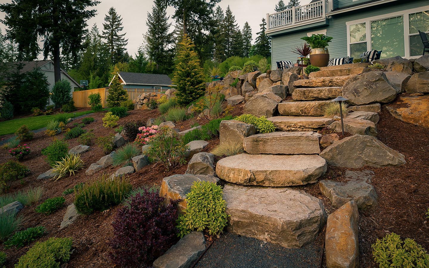 Magnificent Boulder Steps in Landscape Design - Premier Backyard Living