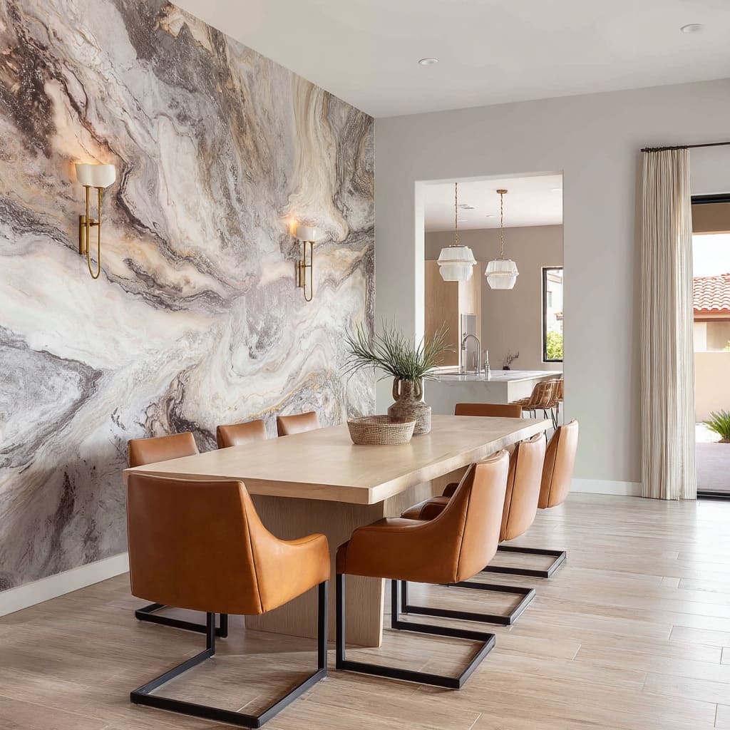 Modern Dining Wallpaper Accent Wall Ideas & Visual Tricks