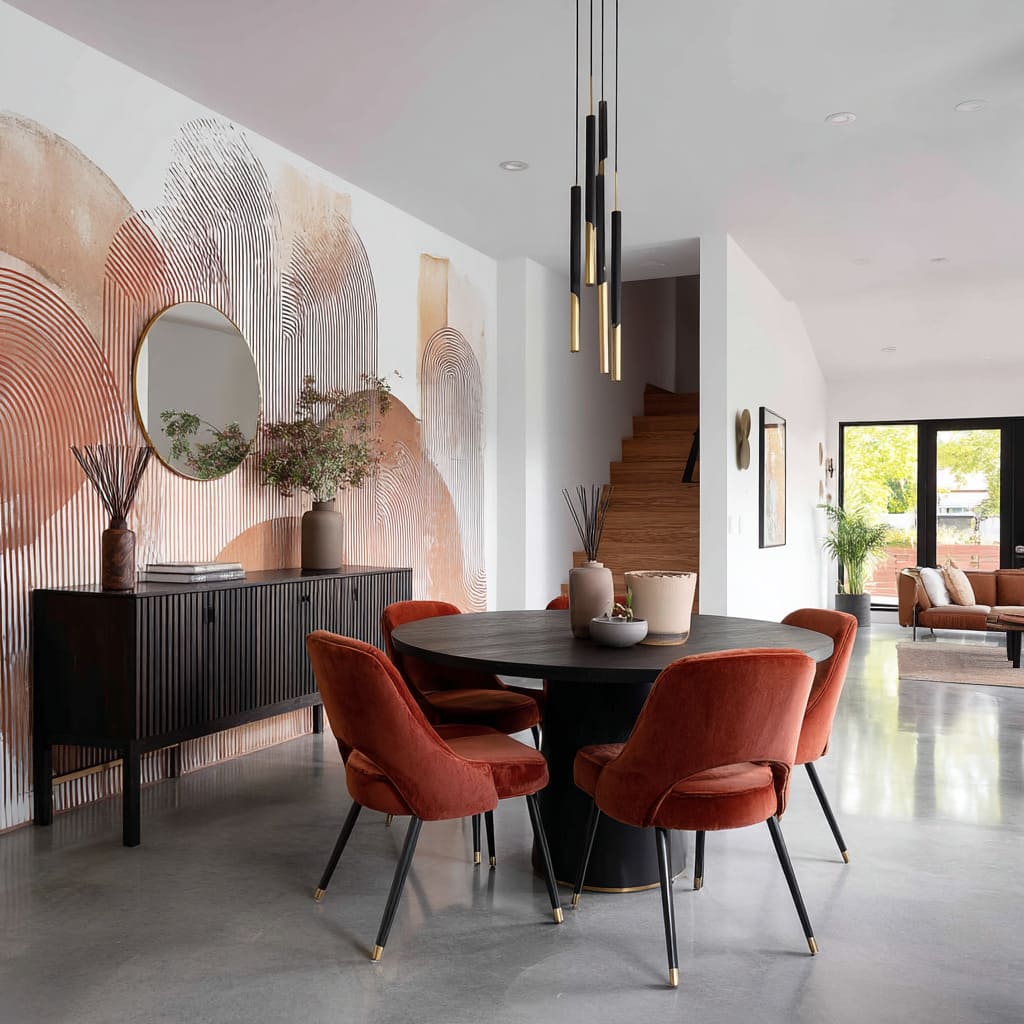 Modern Dining Wallpaper Accent Wall Ideas & Visual Tricks