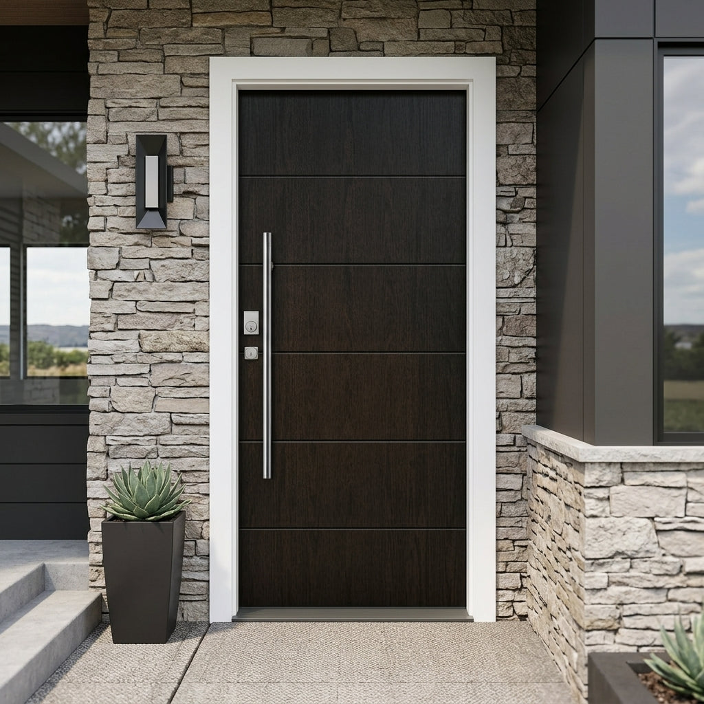 Modern Faux Pivot Wood Texture Fiberglass Front Door | Krosswood Doors – Krosswood Doors