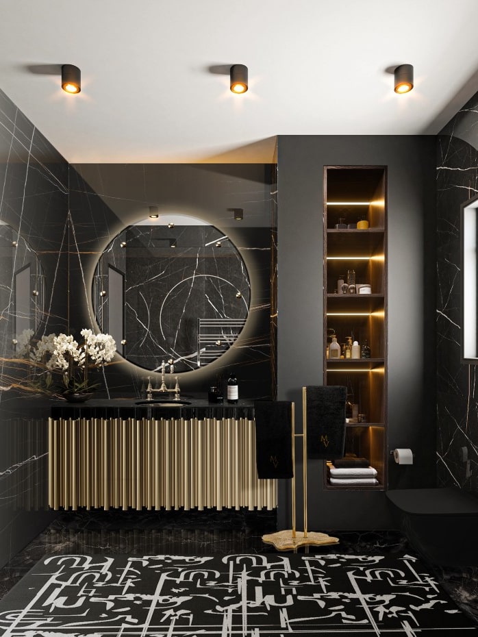 Moody And Unique Bathroom Design With Dark Tones - Home's Society