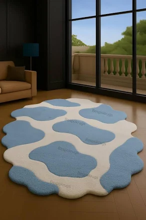 Abstract Blue and White Shaggy Cloud ...