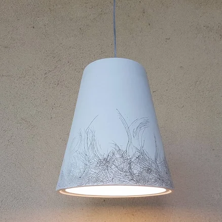 Handmade Ceramic Pendant Lamp: Off Wh...