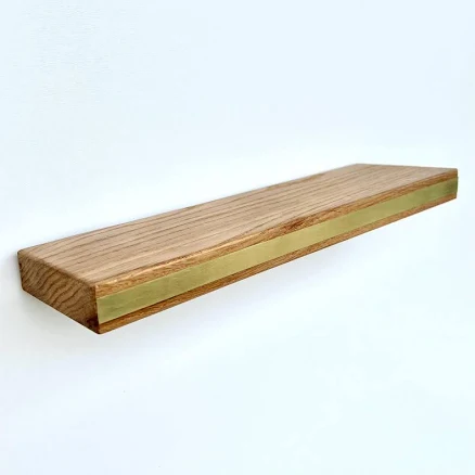 Solid Oak Floating Shelf with Brass E...