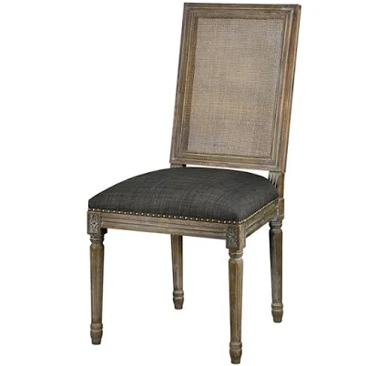 Woven Cane Back Dark Upholstered Chai...