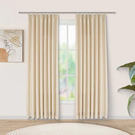 Natural Linen Pleated Room Darkening ...