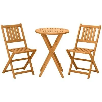 3-Piece Acacia Wood Bistro Set with 2...