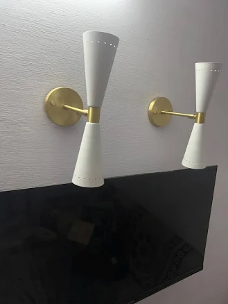 Mid Century Modern Wall Sconce | Whit...