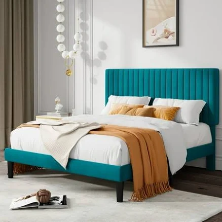 Allewie Bed Frame Velvet Upholstered ...