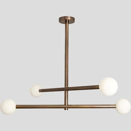4-Light Globe Linear Brass Chandelier...